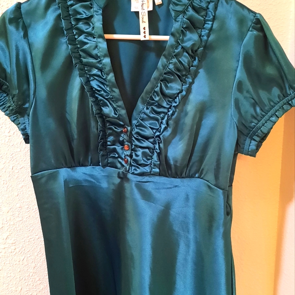 Teal Satin Blouse
